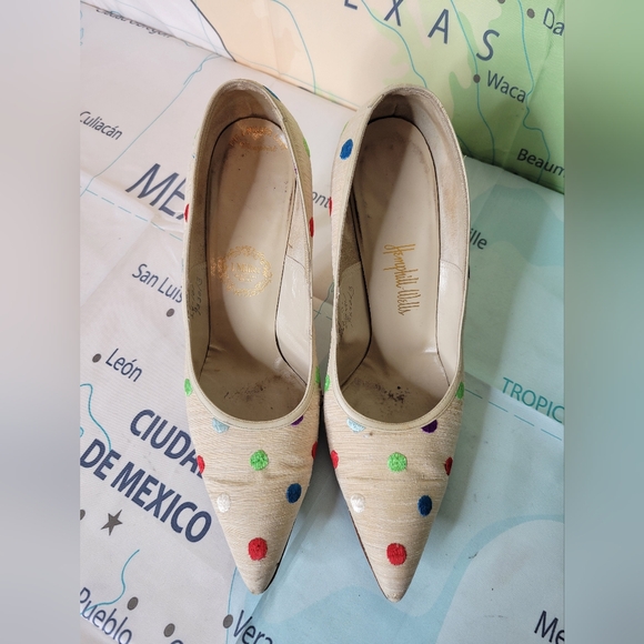 Vintage 1950s Heels Shoes Pumps Hemphill Wells  Polka Dot Women's  Size 6.5 - Picture 2 of 7